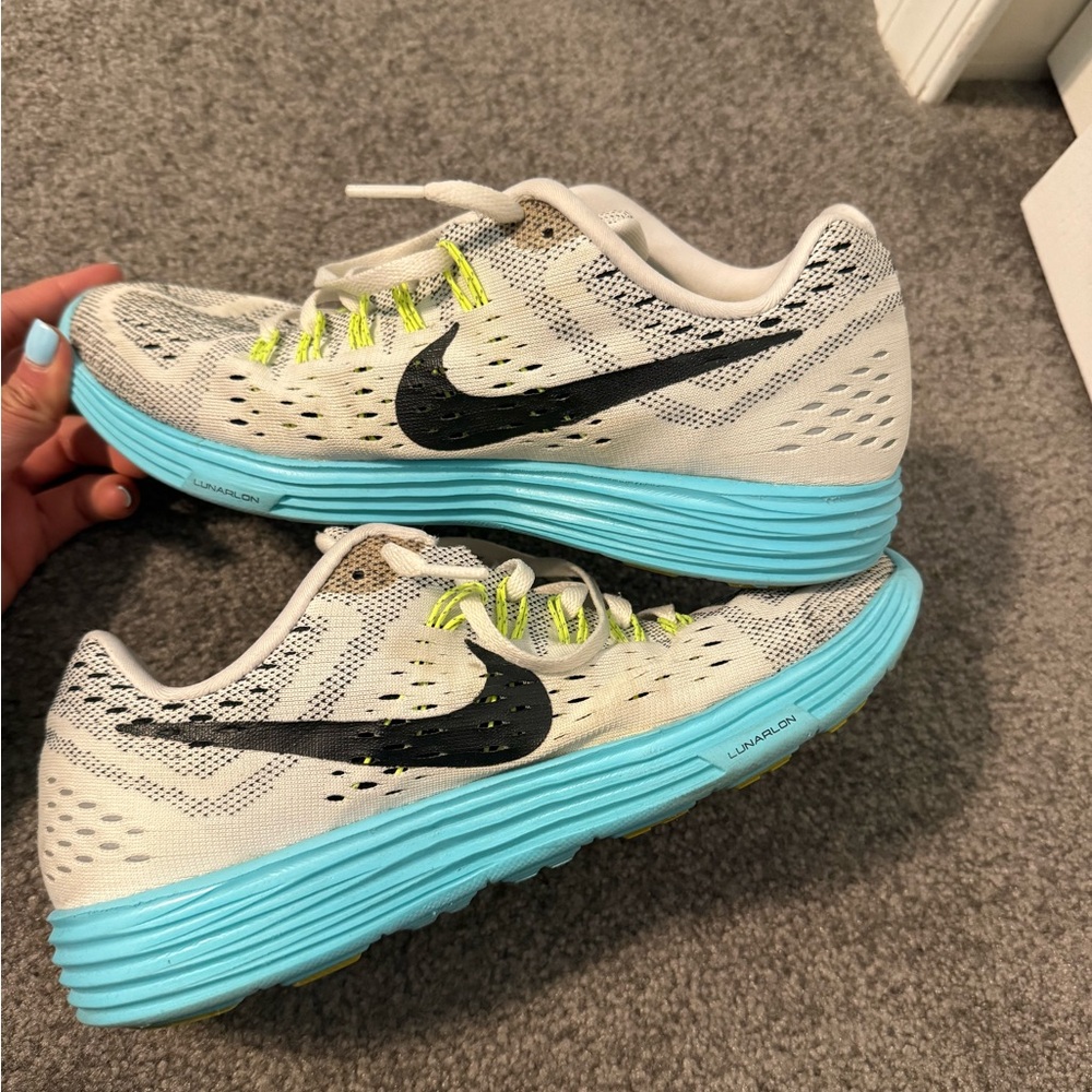 Nike White and Blue Running Shoes
